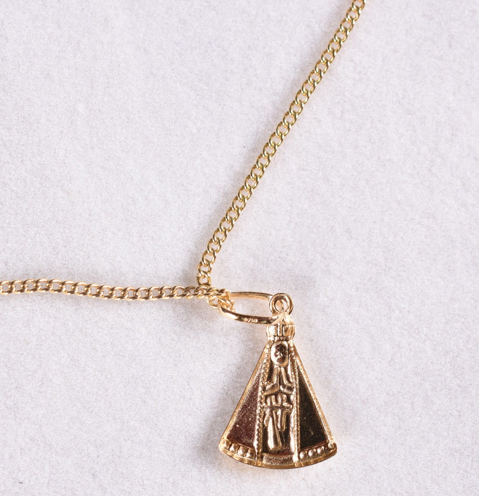 Cordão de ouro 18 k, contraste 750 com pingente de Nossa Senhora de... - foto 3 de 5