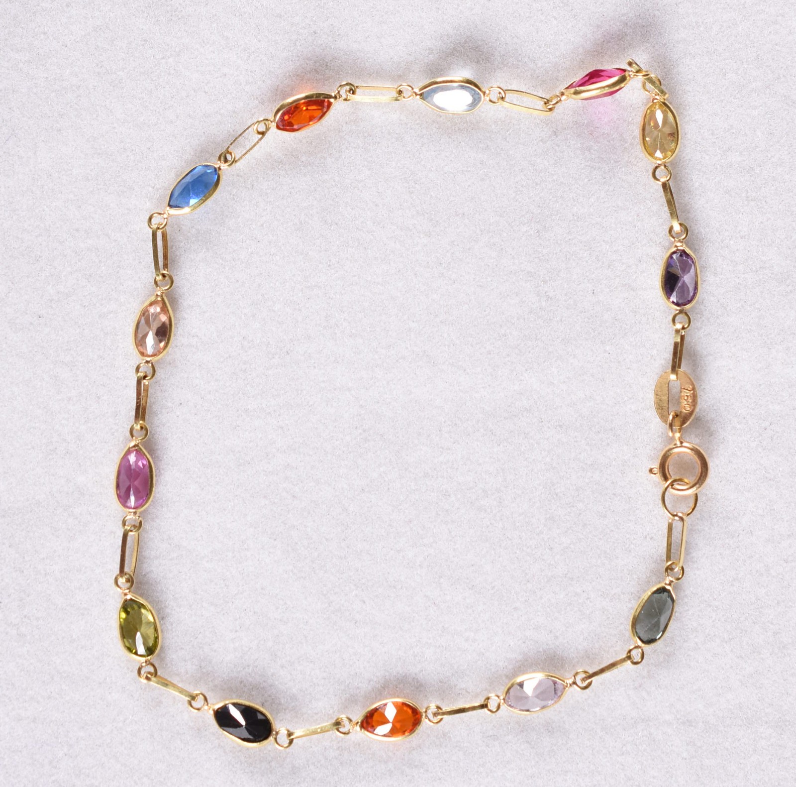 Pulseira de ouro 18 k, contraste 750 com pedras coloridas (Por... - foto 2 de 4