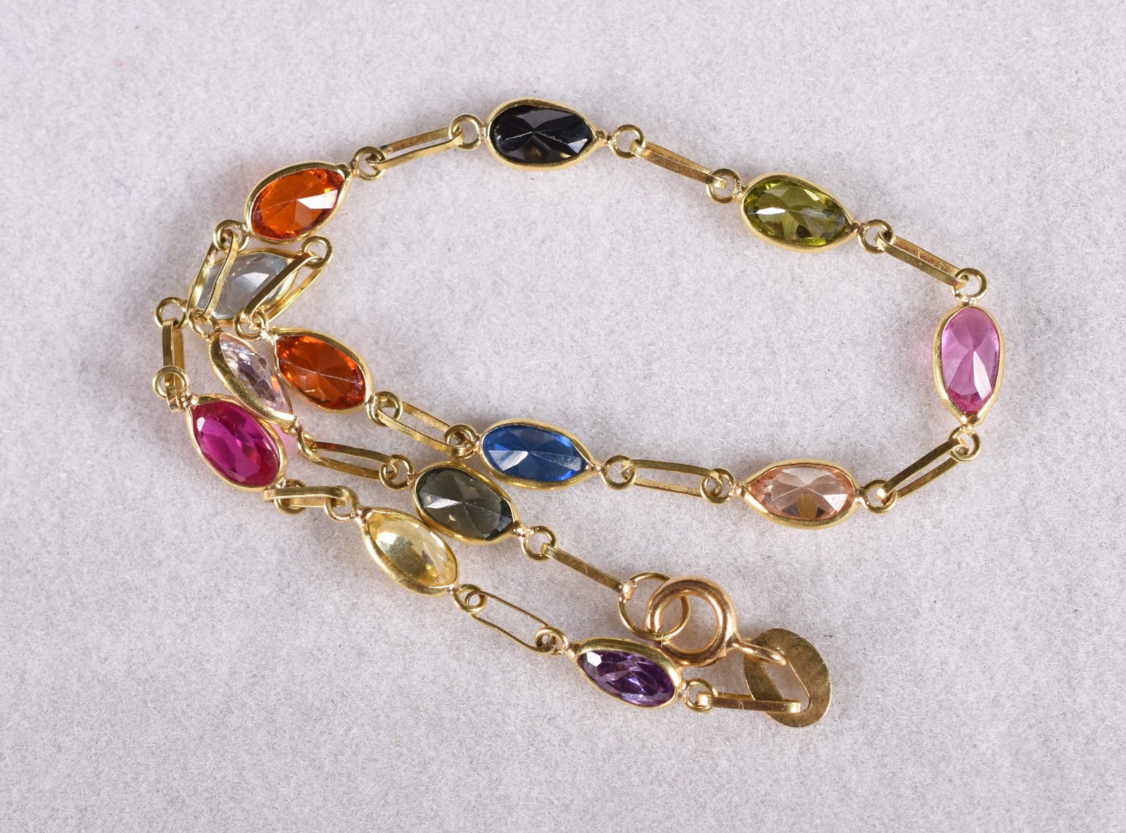 Pulseira de ouro 18 k, contraste 750 com pedras coloridas (Por... - foto 1 de 4