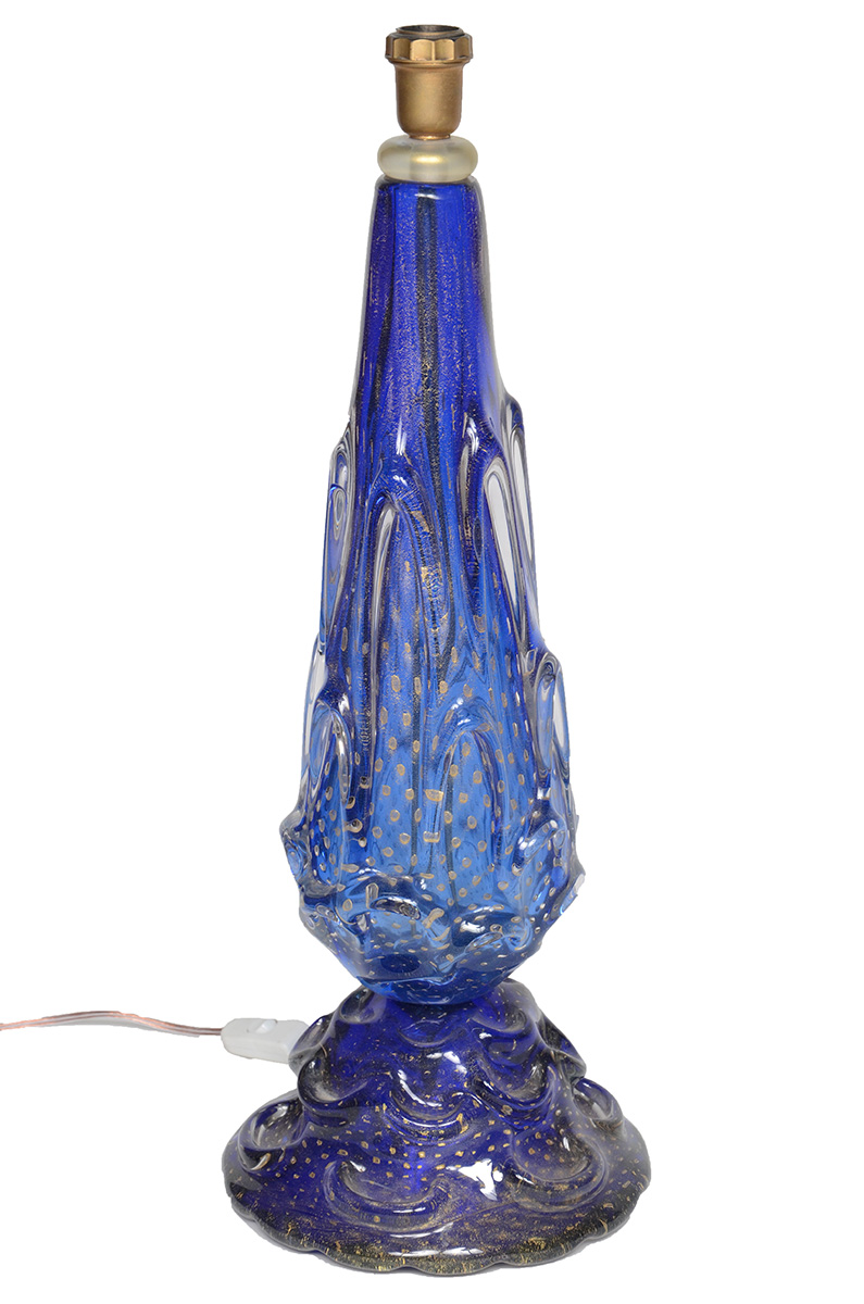 Pé de Abajour de murano na cor azul