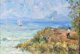 Manoel Santiago (1897-1987), Paisagem - Óleo sobre tela, tinta soltando.