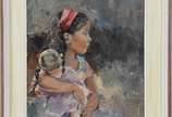 Virgílio Dias (1956), Menina com sua Boneca - Óleo sobre madeira -datado 2015.