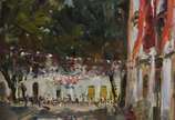 Virgílio Dias (1956), Praça da Matriz - Paraty - Óleo sobre madeira.