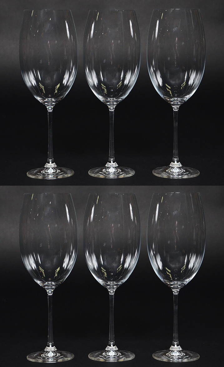 Seis cálices de cristal da Bohemia para vinho tinto, 800 ml