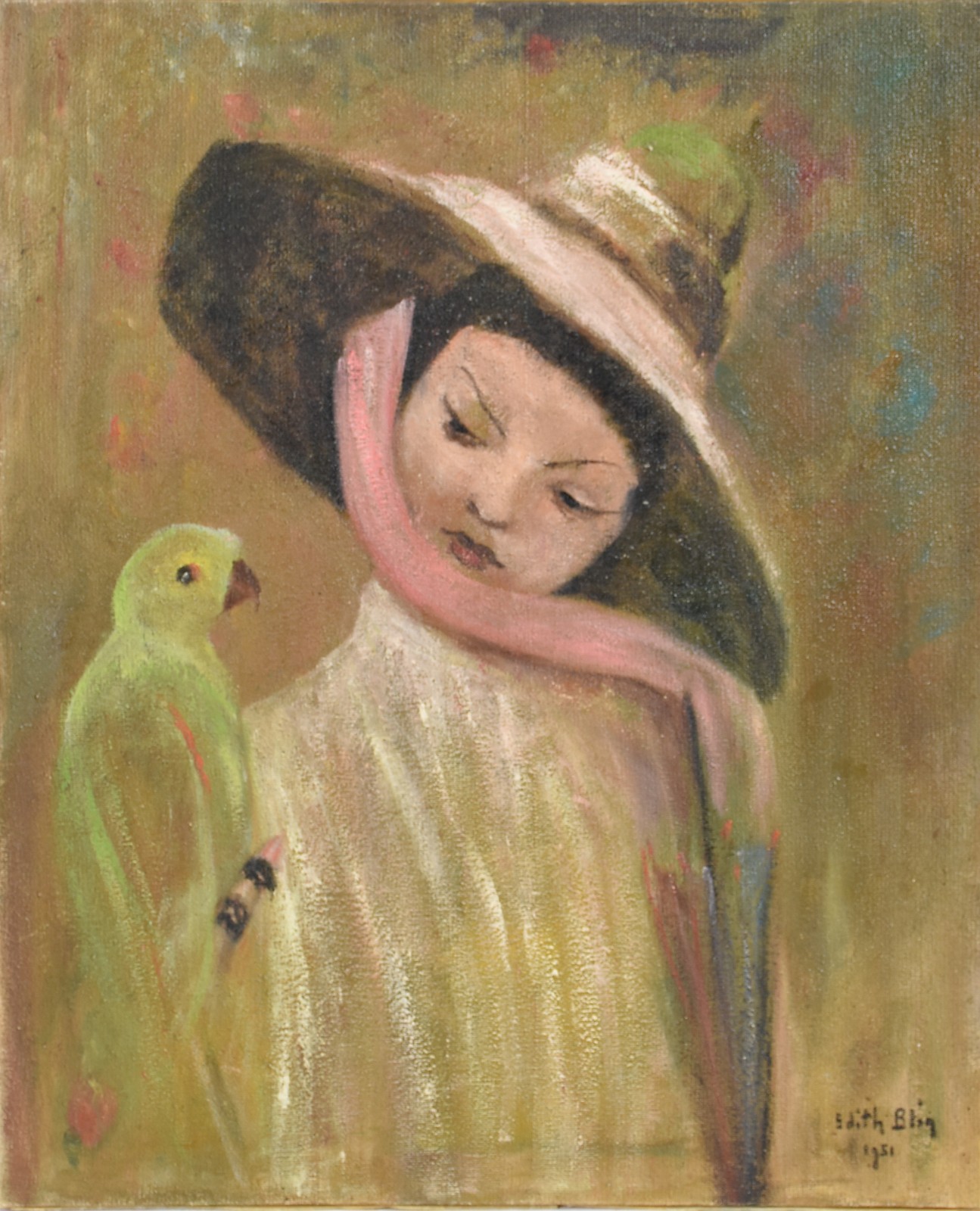 Edith Blin (1891-1983), Moça com Papagaio - foto 1 de 3