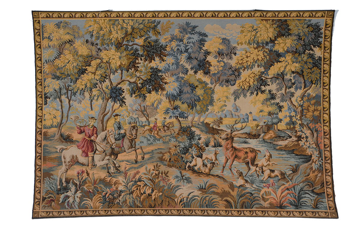 Tapeçaria gobelain repres. ¨Floresta e Cervo¨ Med: 100 X 150 cm