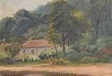 GEORGE DE ARAUJO JORGE, Paisagem com casa - Óleo sobre tela.