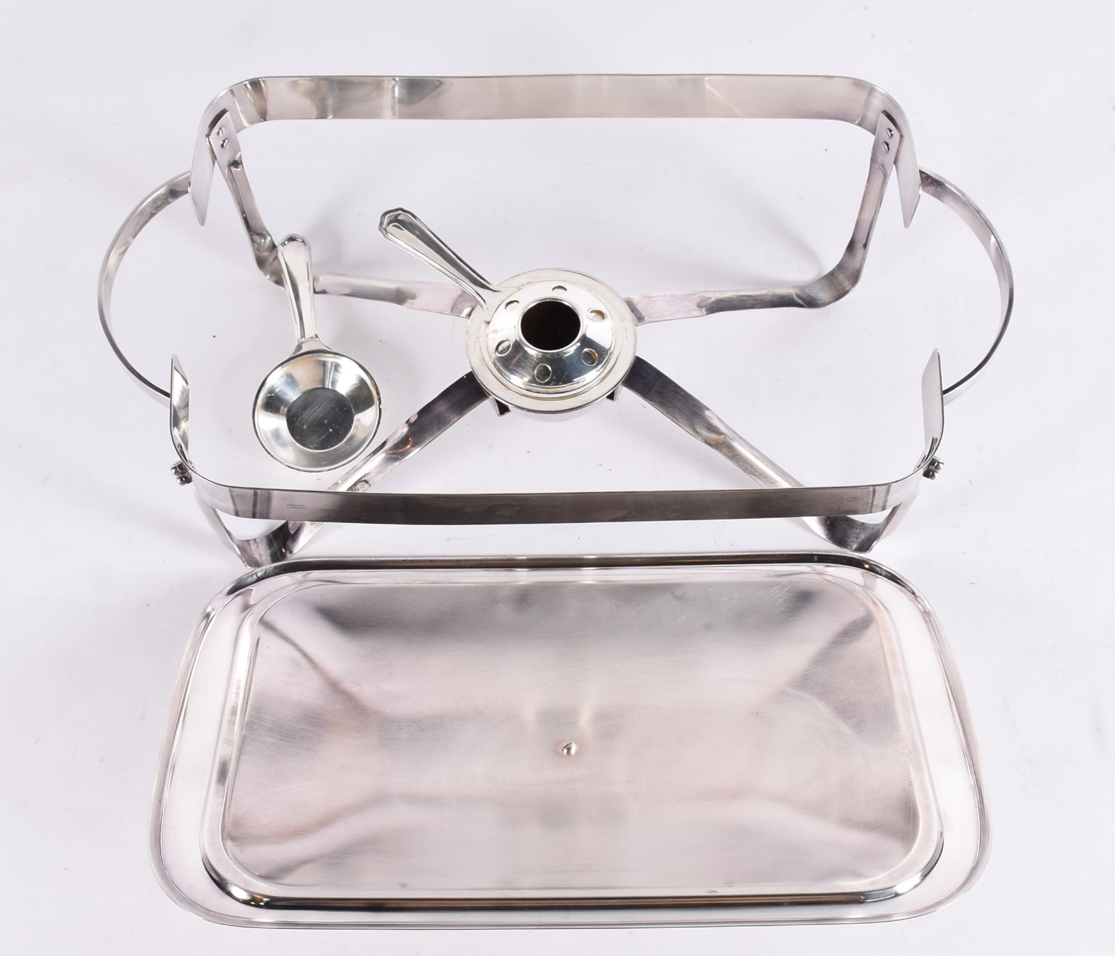 Porta pirex com rechaud de metal prateado. (não tem o pirex). - foto 3 de 4