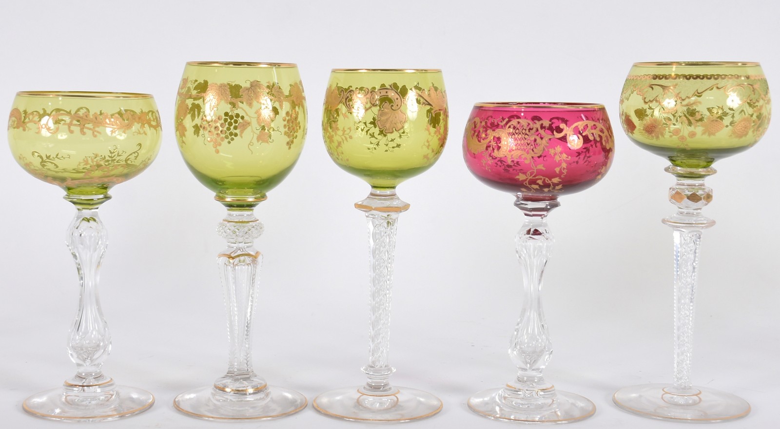 Dez cálices de cristal europeu lapidado doublé em diversas cores e... - foto 4 de 5