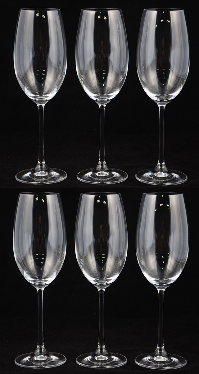 Seis cálices de cristal da Bohemia para vinho branco, 460 ml.