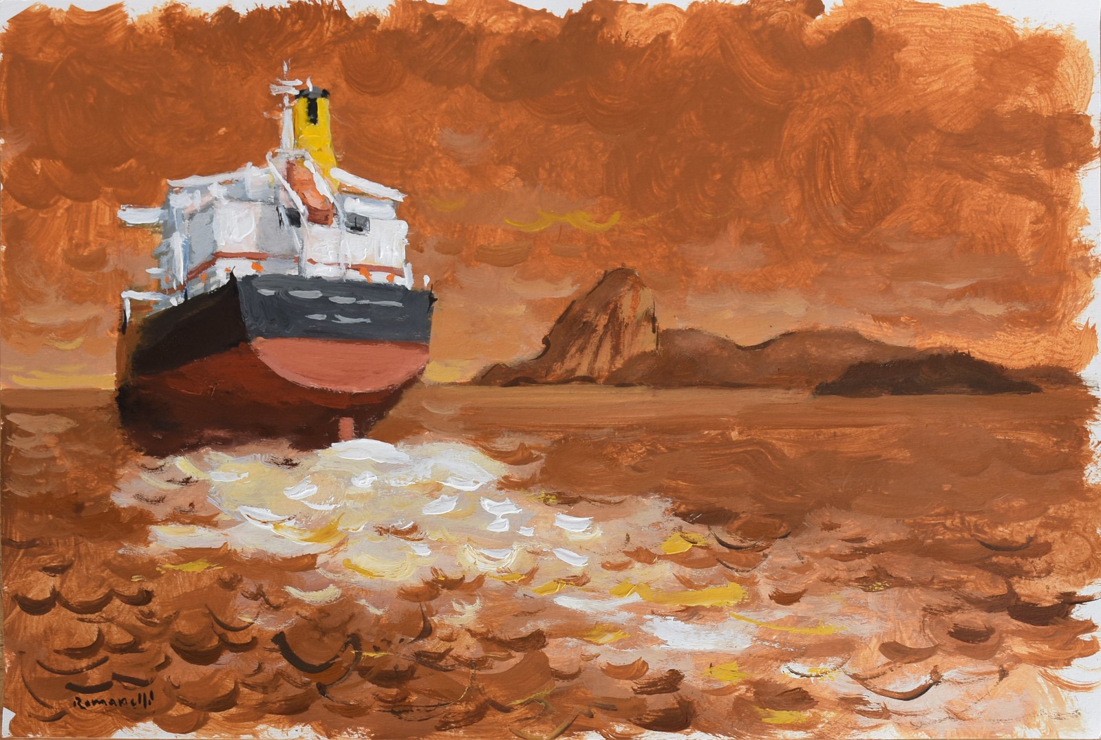 Armando Romanelli (1945), Marinha com Barco - foto 1 de 2