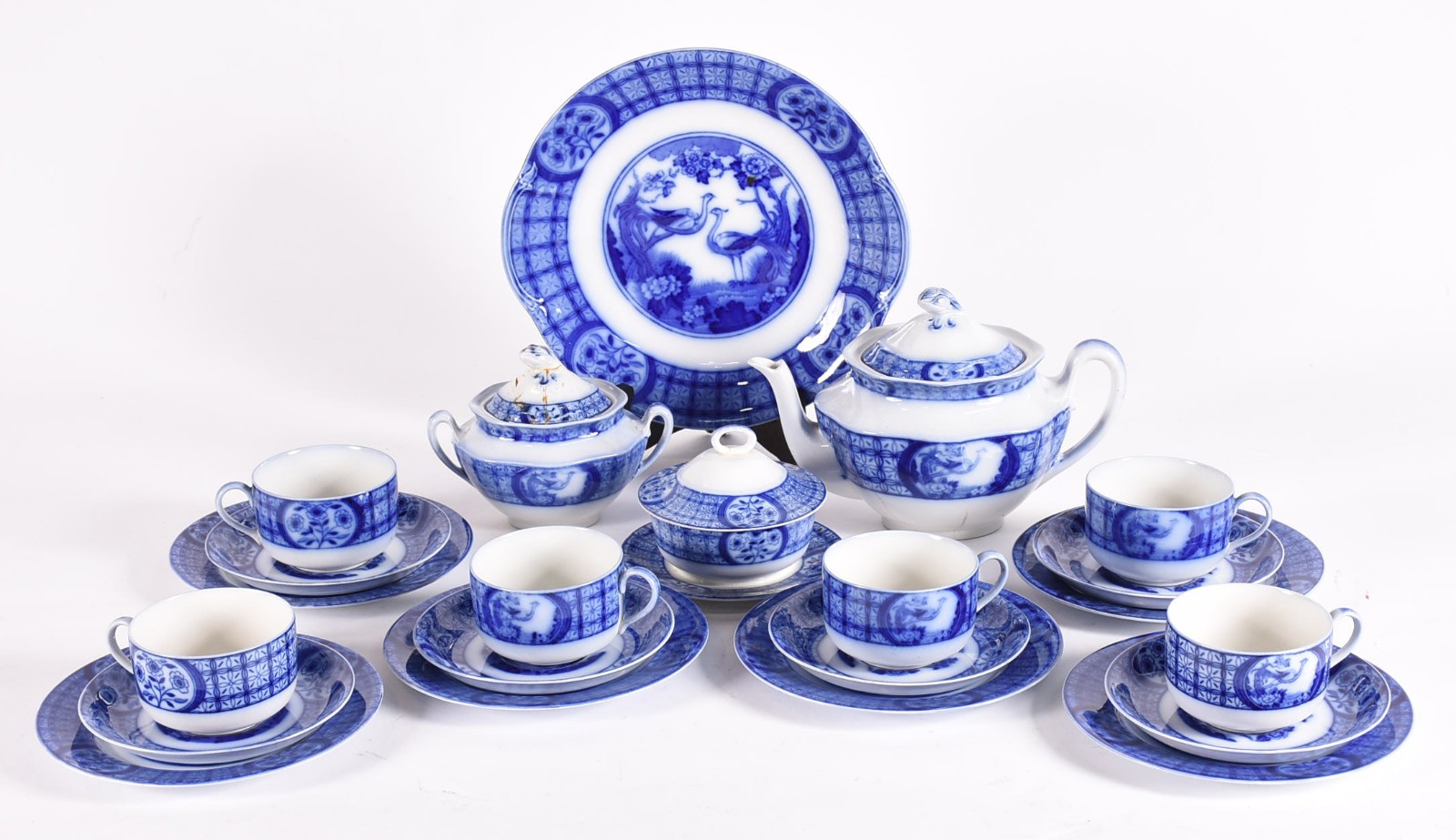 Parte de serviço de faiança inglesa azul borrão, "Mongolia - Johnson... - foto 1 de 6