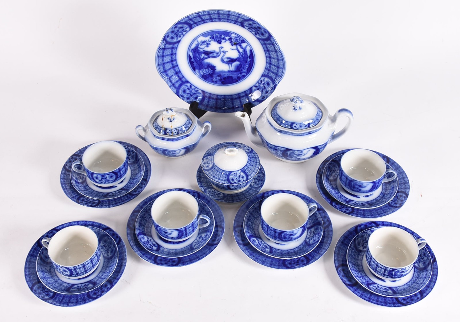 Parte de serviço de faiança inglesa azul borrão, "Mongolia - Johnson... - foto 2 de 6