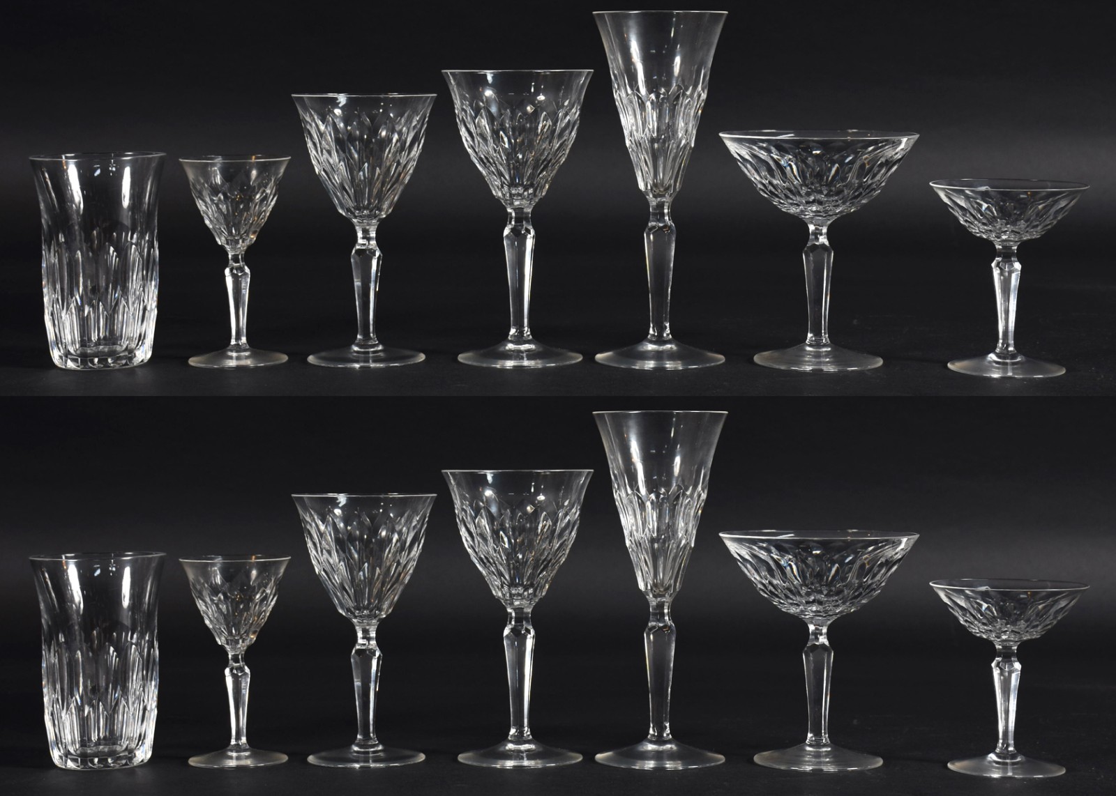Serviço de cristal lapidado composto de: 12 taças para champagne, 9... - foto 1 de 4