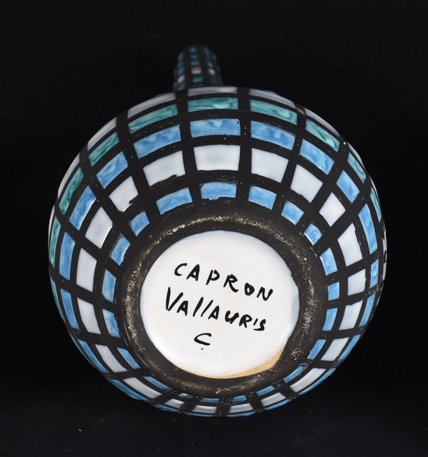Vaso de cerâmica pintado à mão, Vallauris, cerca 1956, assinado. - foto 4 de 5