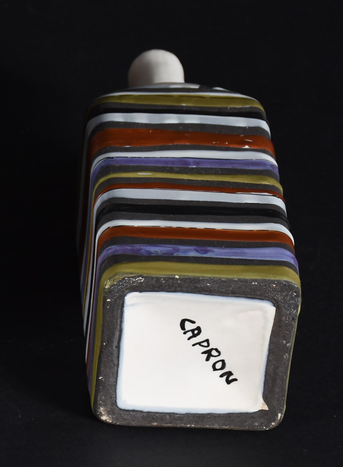 Vaso de cerâmica pintado à mão, Vallauris, cerca 1956, com listras em... - foto 4 de 5