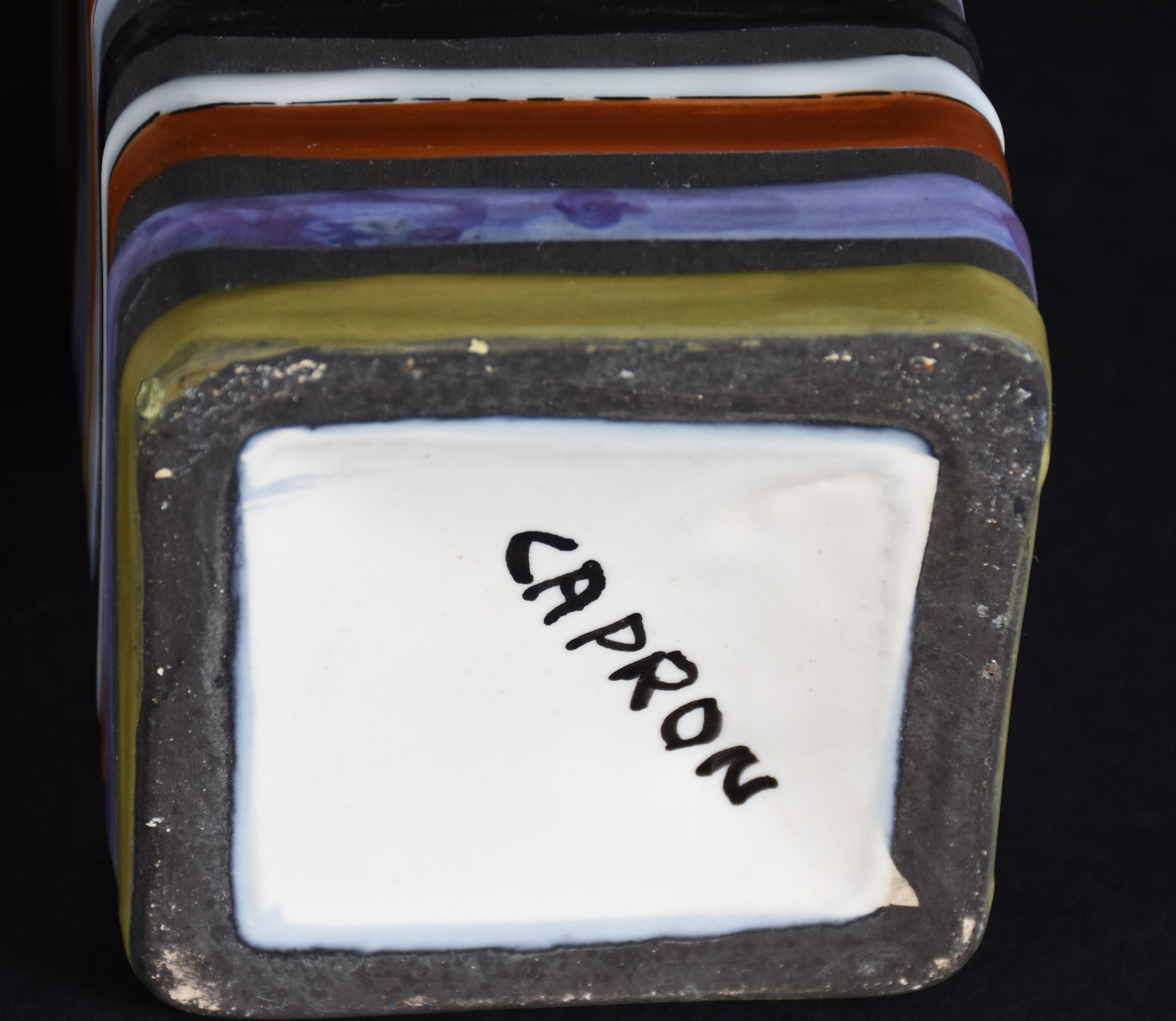 Vaso de cerâmica pintado à mão, Vallauris, cerca 1956, com listras em... - foto 5 de 5