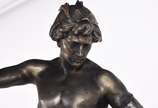 Émile Picault, Post Pugnam - Escultura de metal, base de mármore. Selo de fabricação francesa.