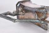 WMF (1853),  - Três peças de metal, sendo: jarra com bocal de metal WMF, manteigueira com cristal e guampa.