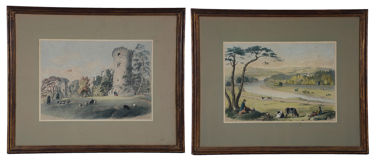 Par de gravuras inglesas - assinadas - Paisagem - 30 x 42