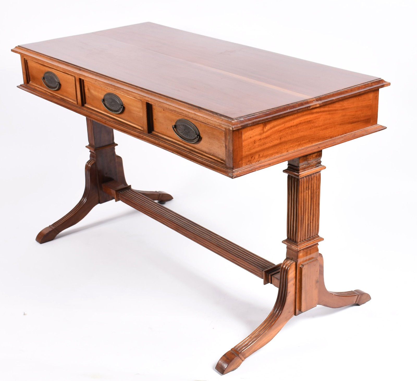 Elegante e antigo "sofa table" ingles de madeira nobre, caixa... - foto 1 de 7