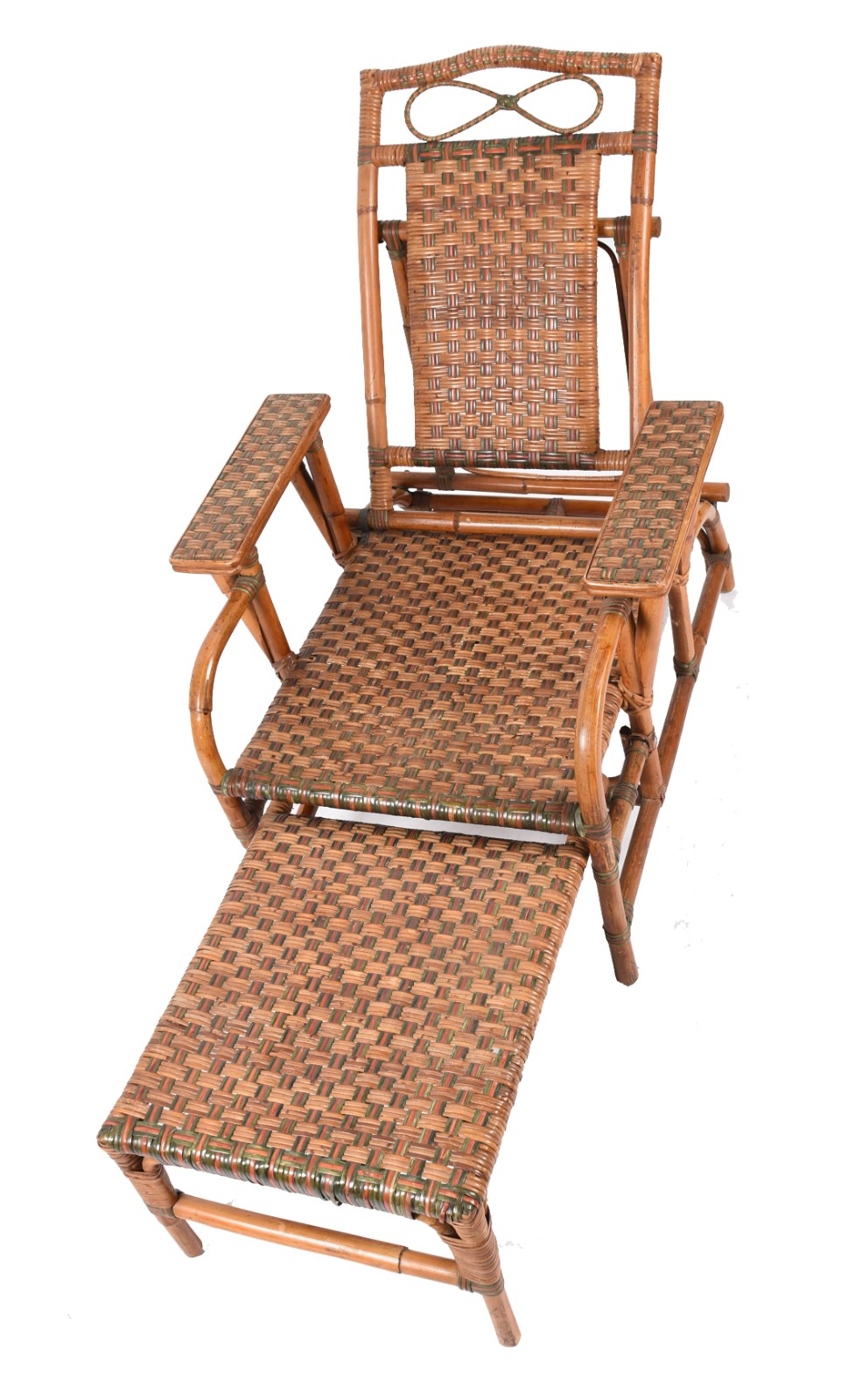 Chaise longue tailandesa de madeira, reclinável e dobrável, anos 80. - foto 4 de 5