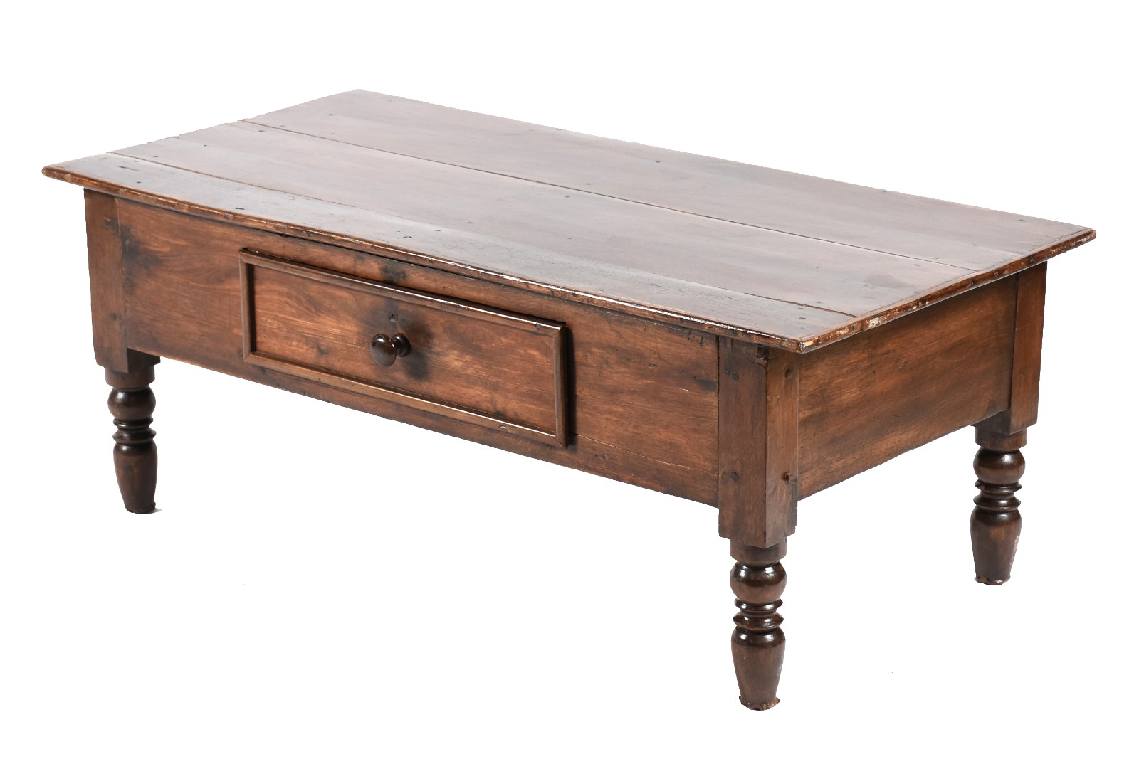 Mesa de centro de madeira nobre, estilo colonial brasileiro, com uma... - foto 1 de 5