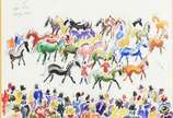 Sérgio Telles (1936-2022), Desfile de Cavalos, ... - Aquarela sobre papel, datado 2003 - Retrospectiva Museu Nacional de Belas Artes.