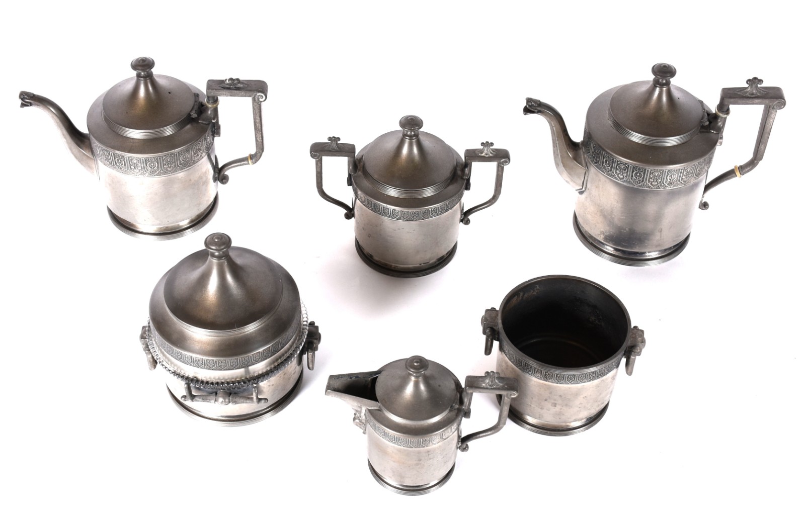 Baixela para chá e café de pewter Reed & Barton com 6 peças, sendo: 2... - foto 2 de 6