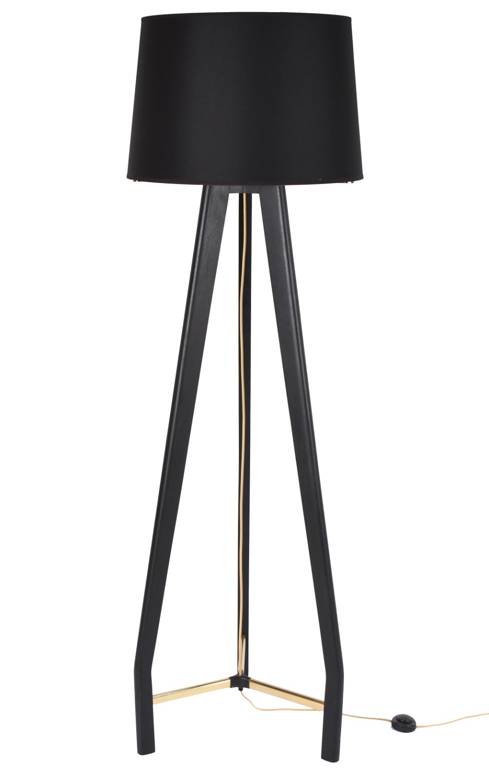 Abatjour de pé de madeira na cor preta, design moderno, acompanha... - foto 1 de 2