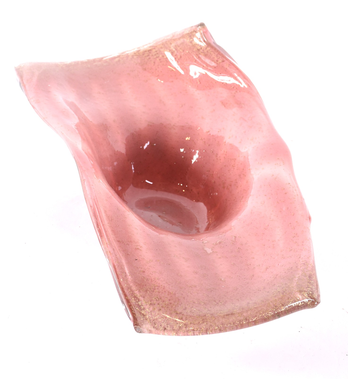 Centro de mesa de vidro decorativo na cor rosa com pó de ouro. - foto 3 de 4