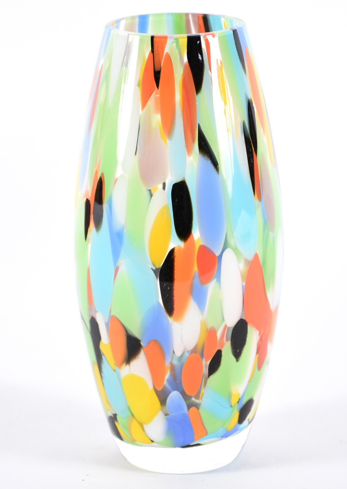 Vaso de vidro decorativo com mesclas coloridas. - foto 1 de 3