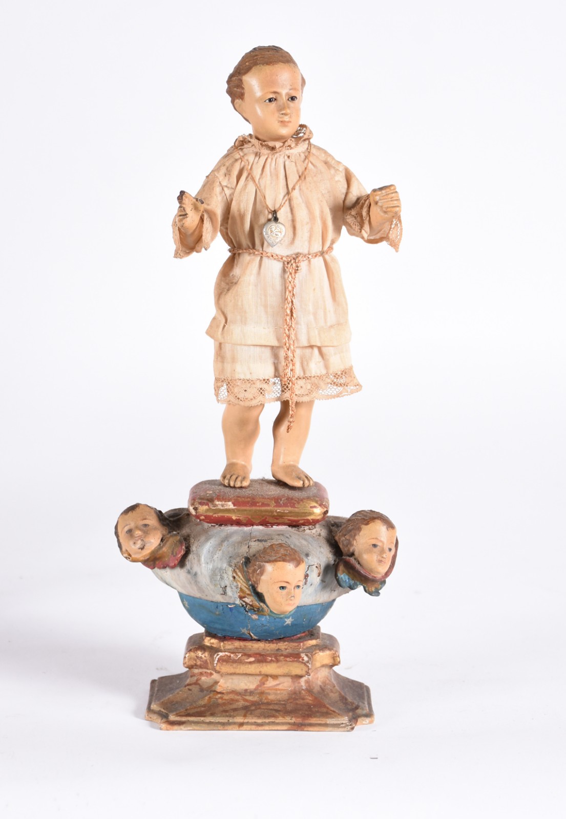 Menino Deus - Linda Imagem de madeira policromada com vestimenta de... - foto 1 de 7