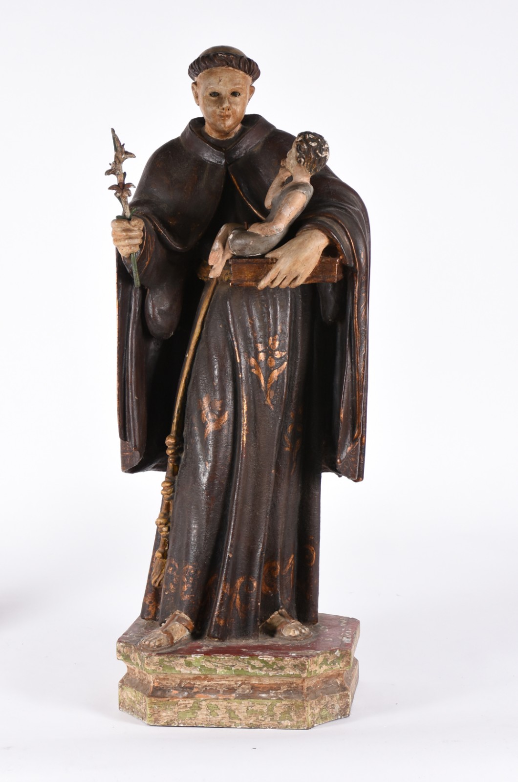 Santo Antônio com menino - Imagem de madeira policromada e dourada. - foto 1 de 7