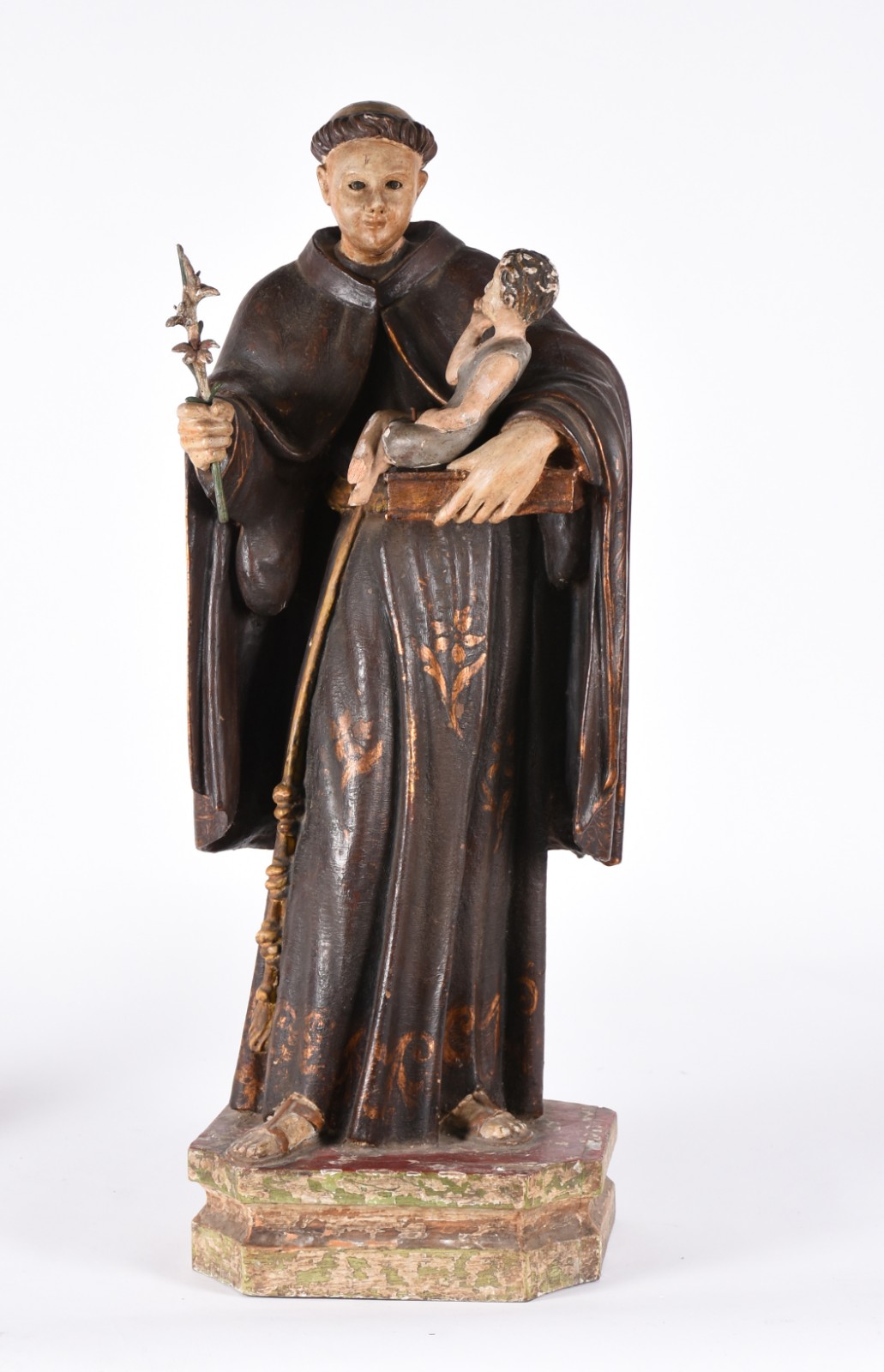Santo Antônio com menino - Imagem de madeira policromada e dourada. - foto 7 de 7