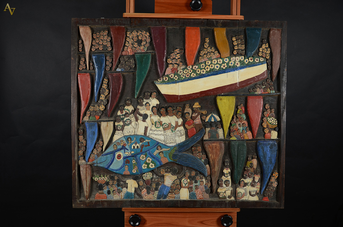 IARA - Festa de Iemanjá - Talha em madeira - 1,05 x 1,20 (artista de... - foto 2 de 2