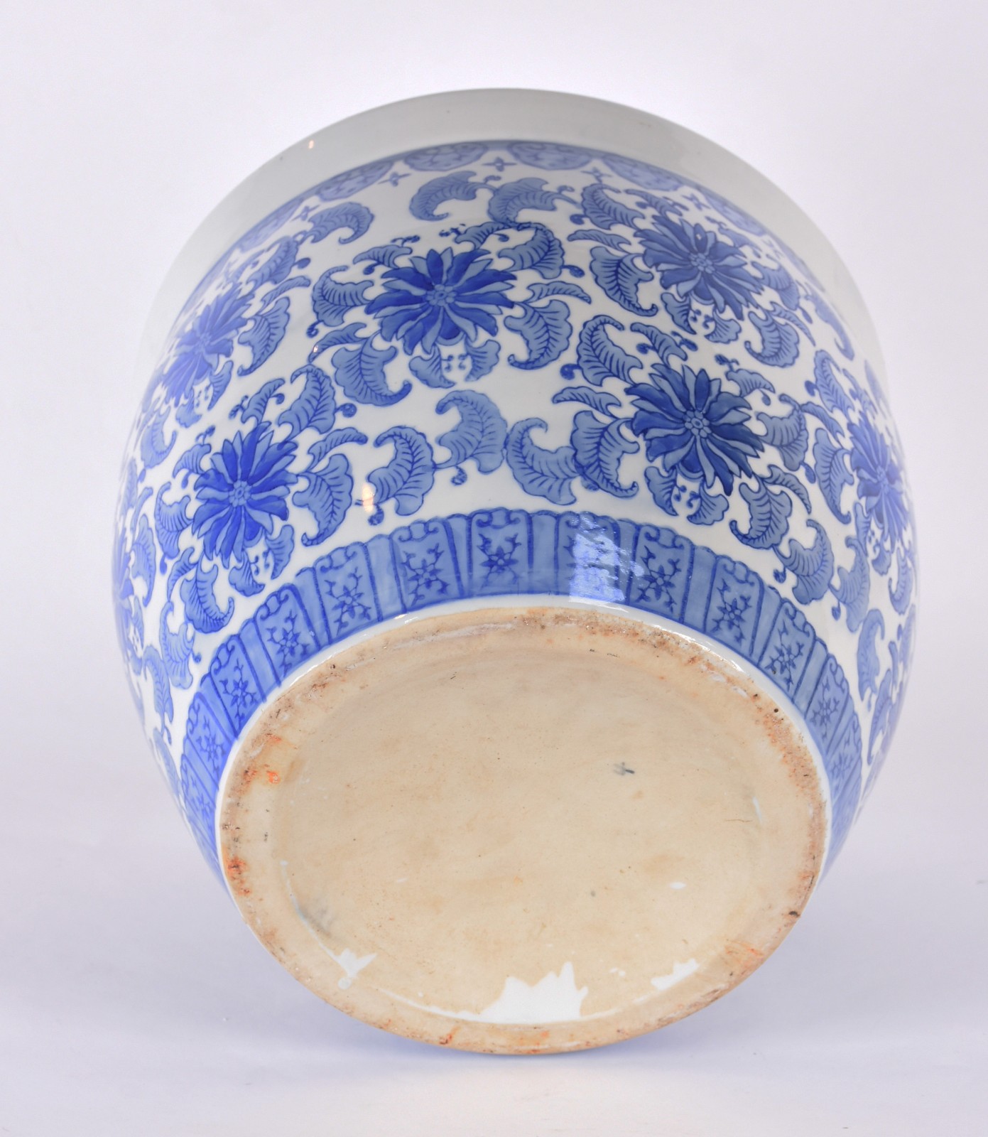 Cachepot oriental de porcelana azul e branca. - foto 3 de 4
