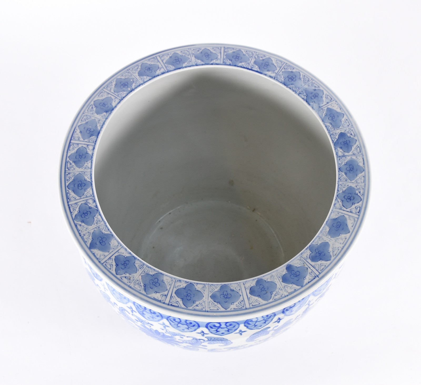 Cachepot oriental de porcelana azul e branca. - foto 4 de 4