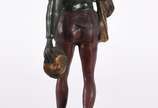 Auguste Louis Lalouette (França, 1826 - 1883),  - Estatueta de bronze policromado representando caçador, assinado. Base de mármore.