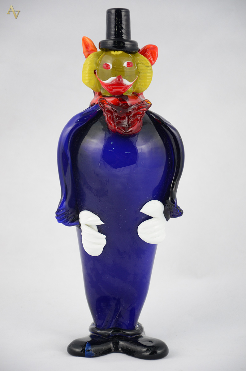 Palhaço de murano na cor azul. Altura 33 cm. - foto 1 de 2
