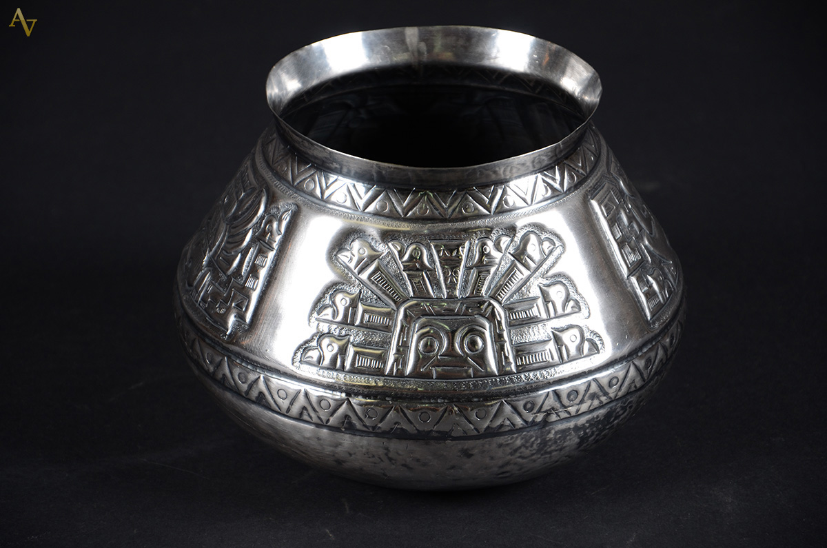 Bowl de prata peruana Sterling 925 mls, decorada com símbolos aztecas... - foto 4 de 4