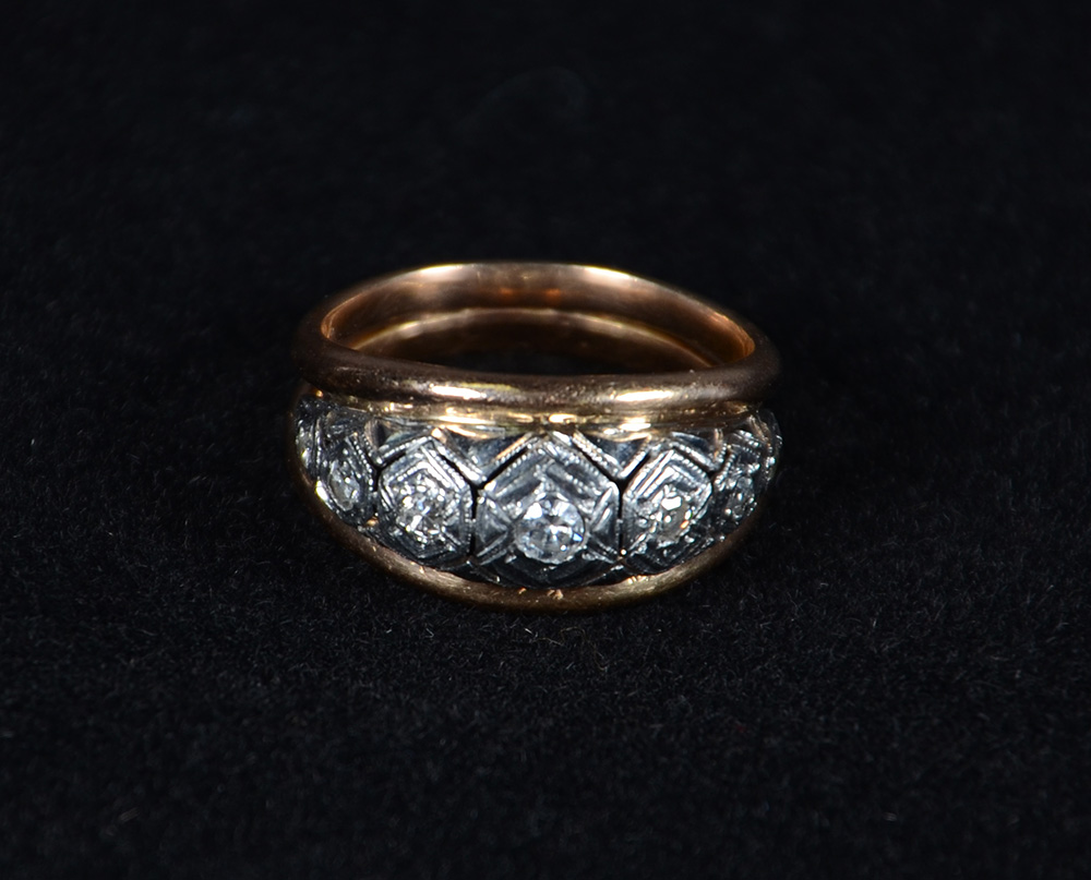 Anel de ouro 18 k com 6 brilhantes. Peso Total: 5 g - aro 15 - foto 2 de 2