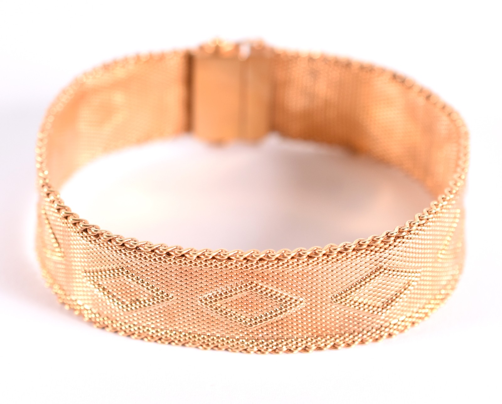 Pulseira de ouro 18 k trabalhada com "losangos" e bordas em... - foto 1 de 3