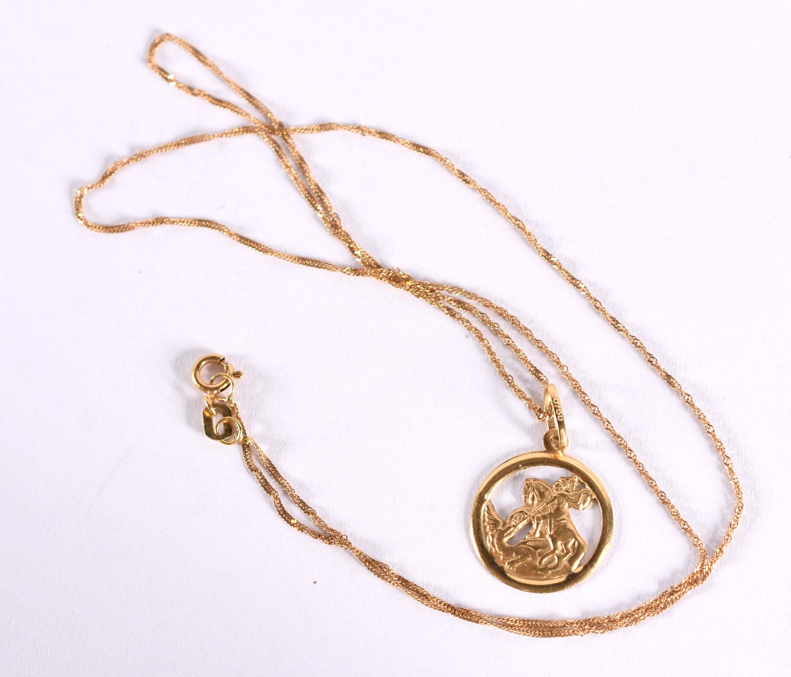 Colar de ouro 18 k, contraste 750 e pingente com imagem de São Jorge... - foto 4 de 5