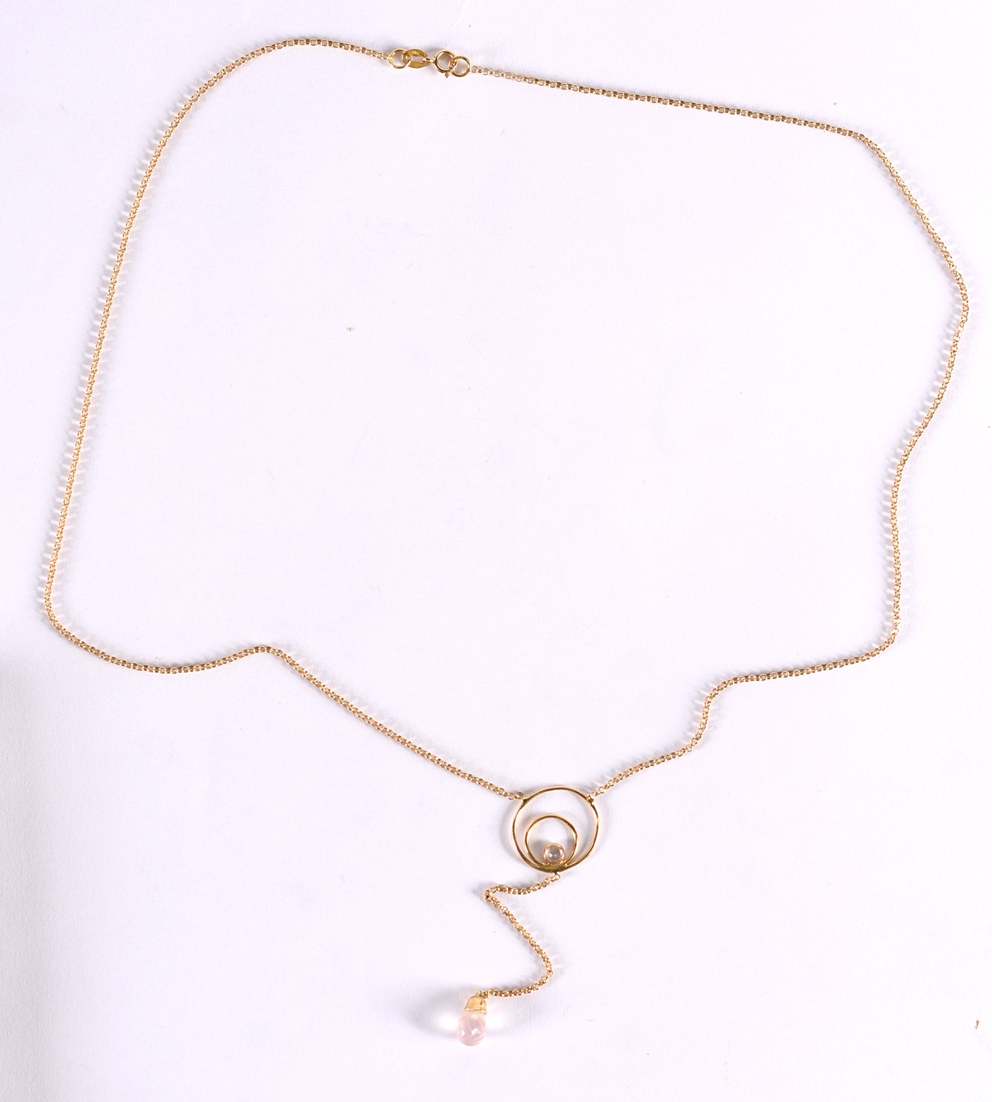 Gargantilha de ouro 18 k, contraste 750 com pingente e pedras (Por... - foto 2 de 4