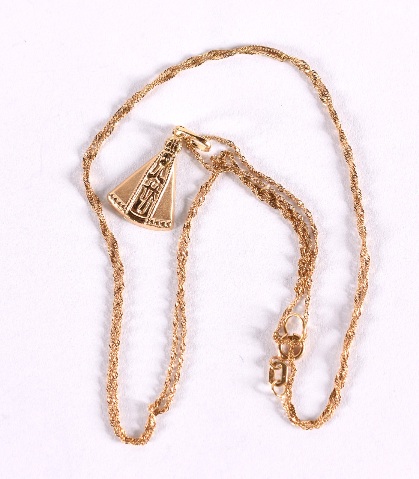Colar de ouro 18 k, contraste 750 com pingente de Nossa Senhora... - foto 4 de 5