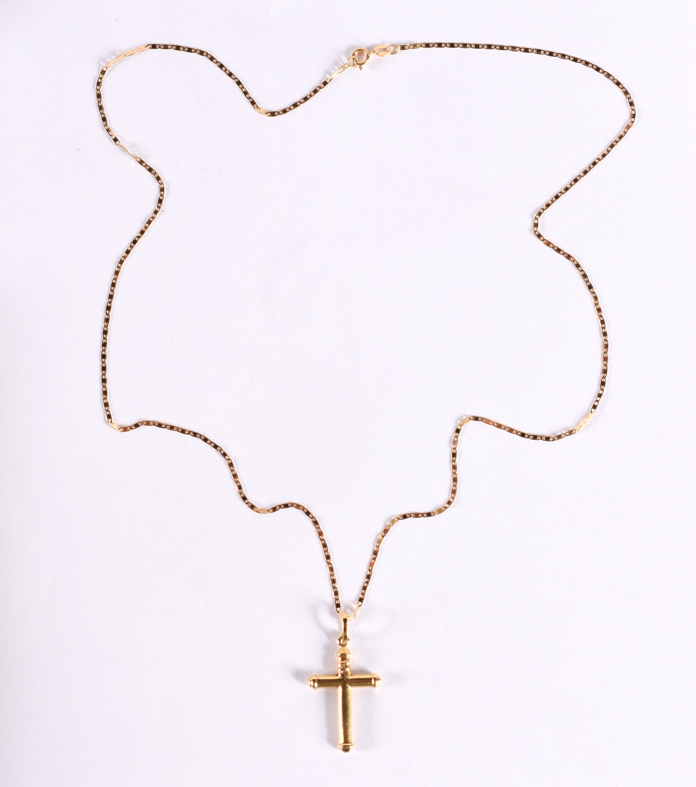 Colar de ouro 18 k, contraste 750 feitio lâmina com crucifixo (Por... - foto 2 de 5