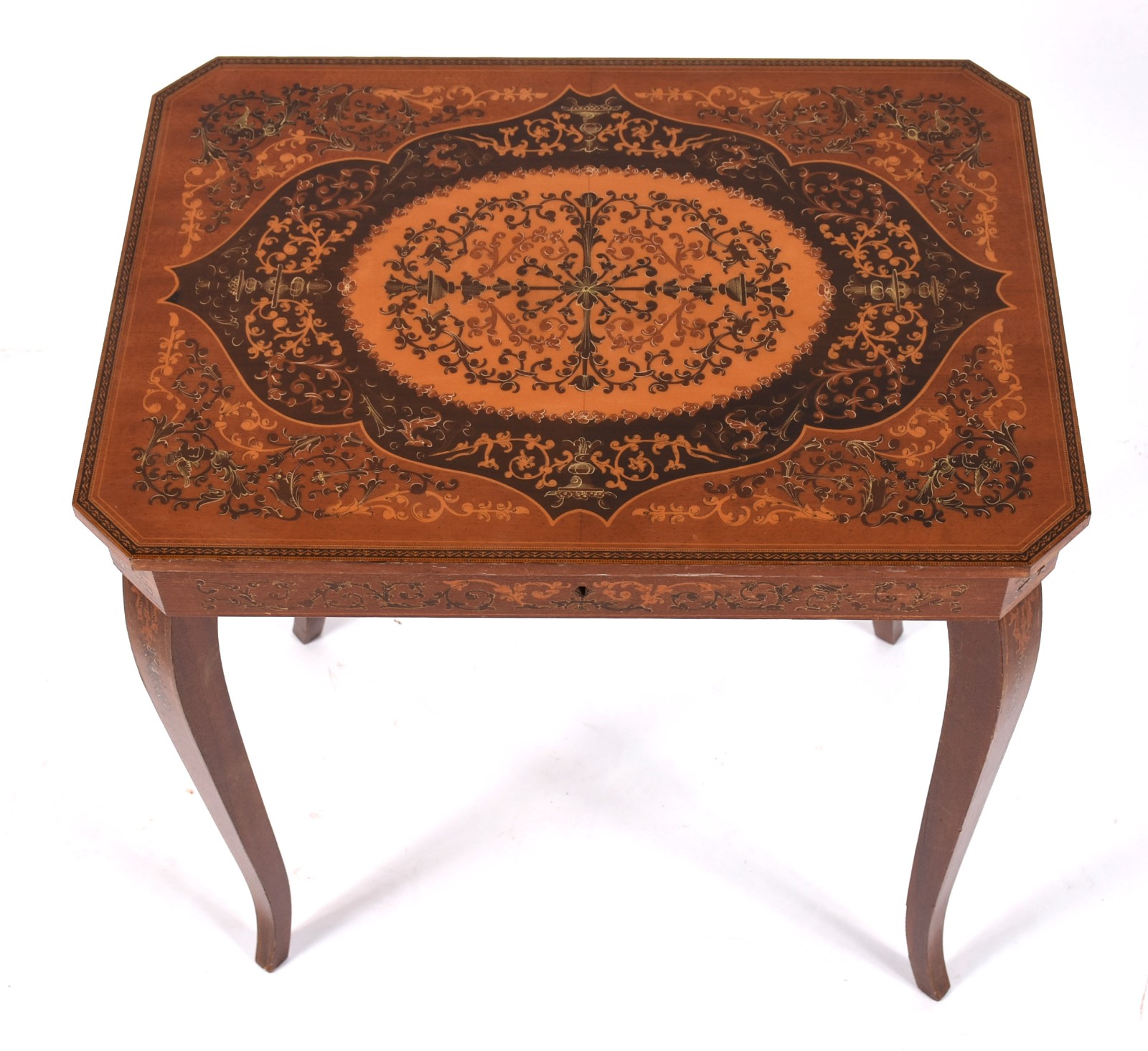 Mesa costureira Italiana de madeira trabalhada em marqueterie. - foto 2 de 8
