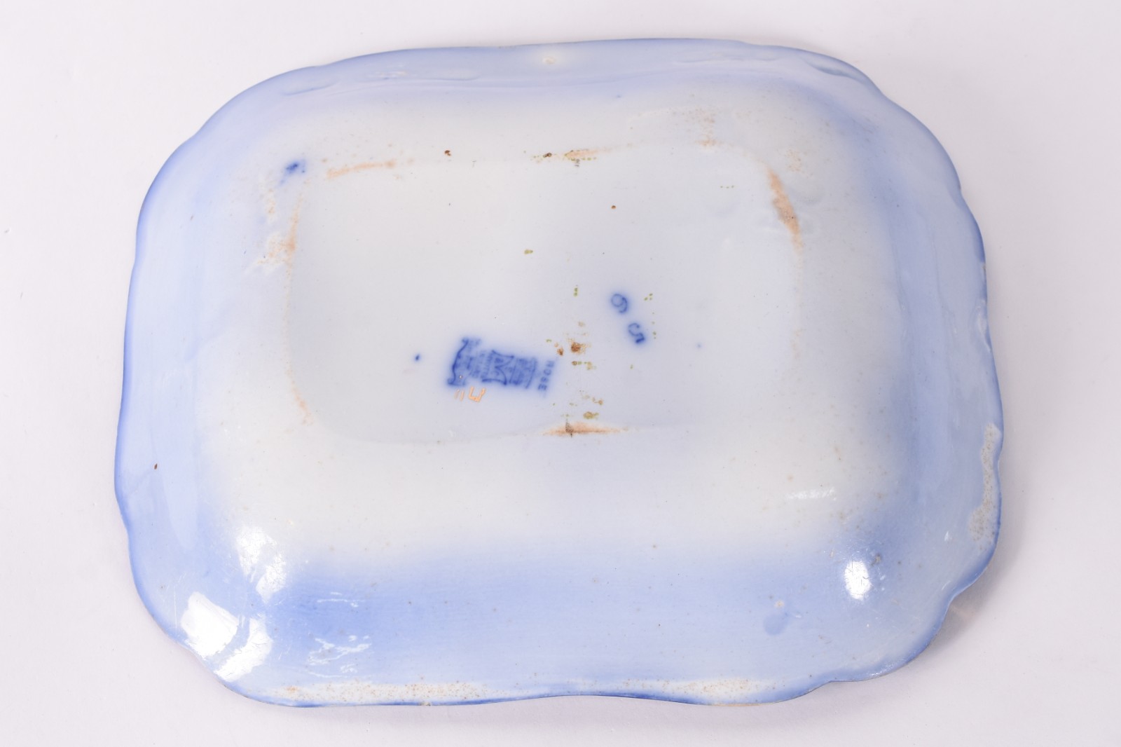 Travessa de faiança inglesa azul borrão "Rose". - foto 4 de 5
