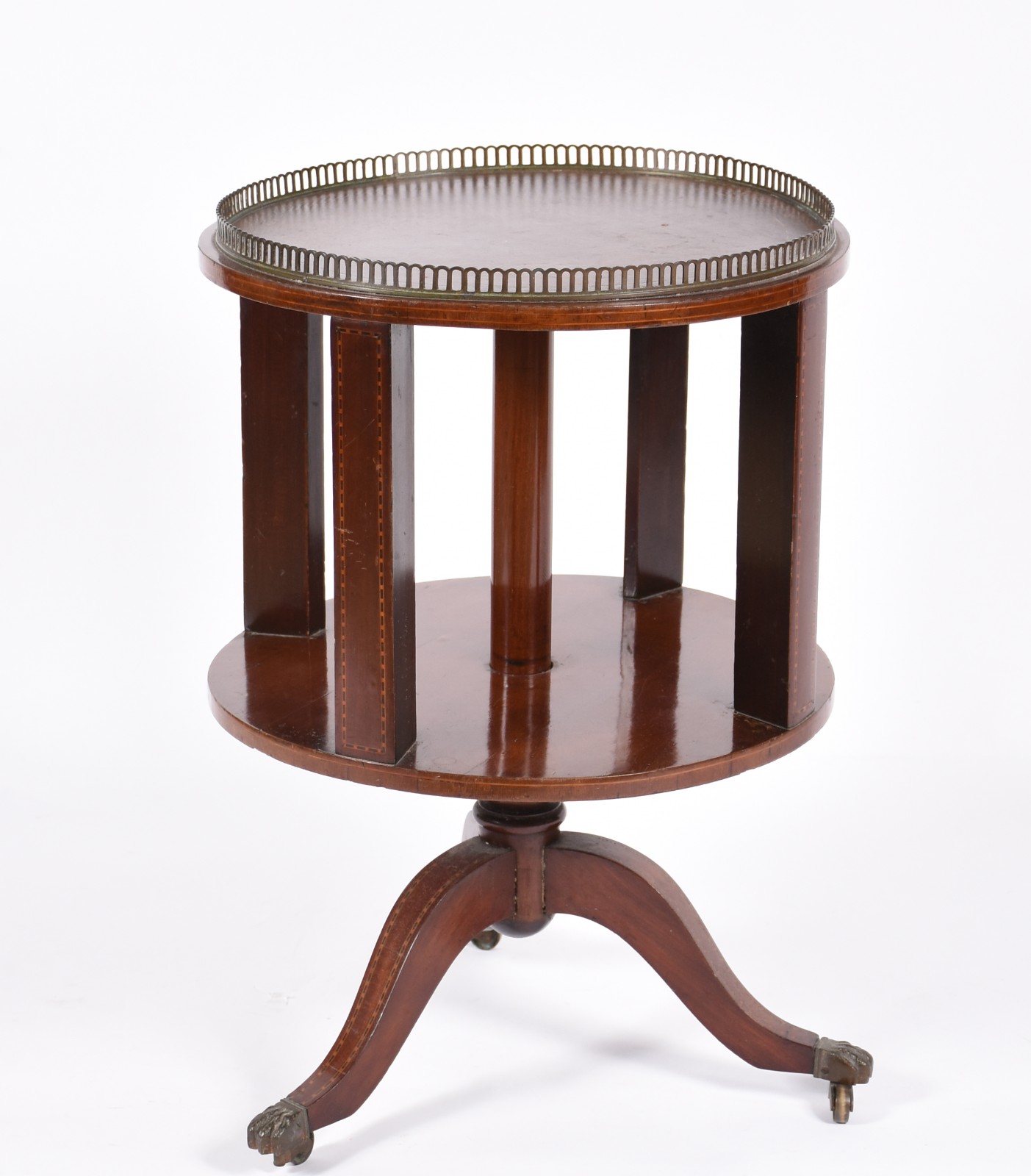 Mesa auxiliar de madeira nobre, dita "book table", cercadura de metal... - foto 1 de 6